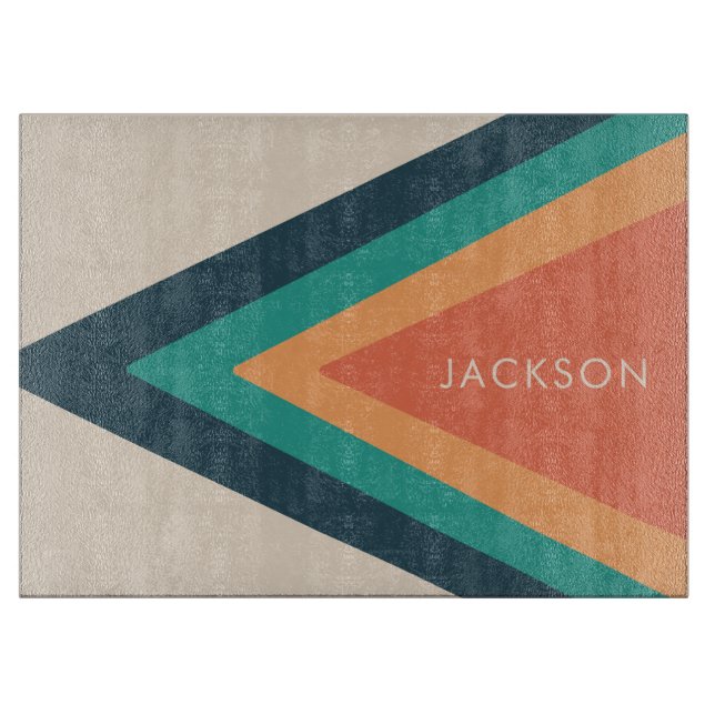 Cool Stylish Retro Stripes Personalised  Cutting Board (Front)