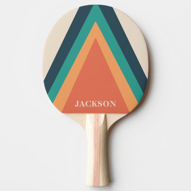 Cool Stylish Retro Stripes Personalised Ping Pong Paddle (Front)