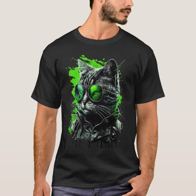 Cool Subtle Agender Pride Cat Art Neutrois Cat T-Shirt (Front)