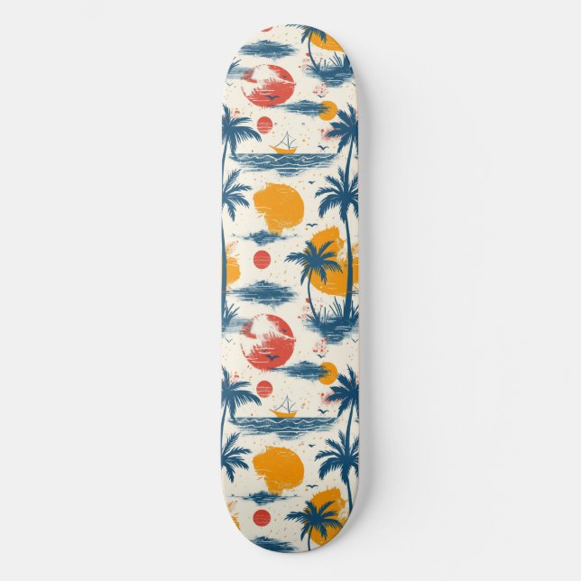Cool Summer Beach Palm Designed Skateboard (Front)