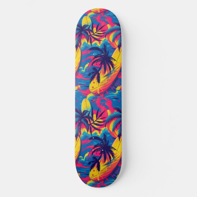 Cool Summer Beach Palm Designed Skateboard (Front)