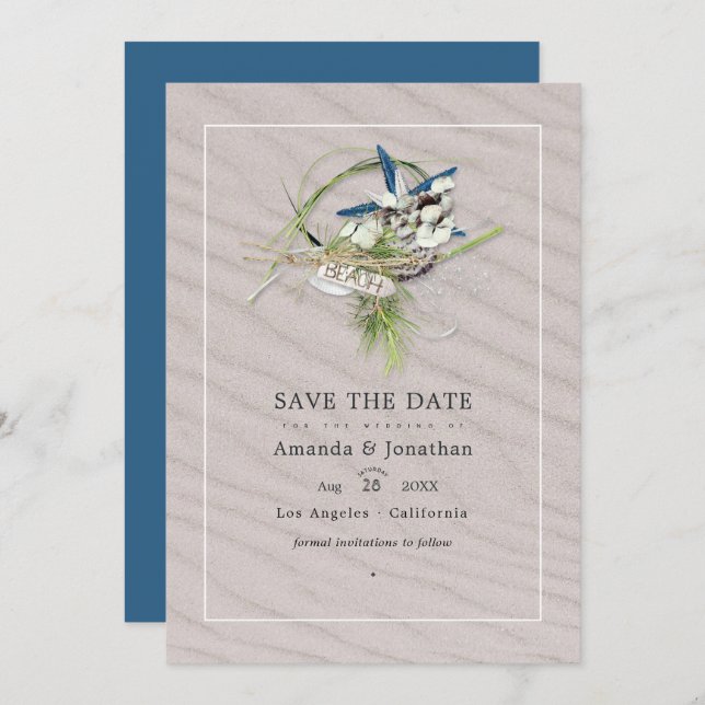 Cool Summer Beach Wedding Photo Save The Date (Front/Back)