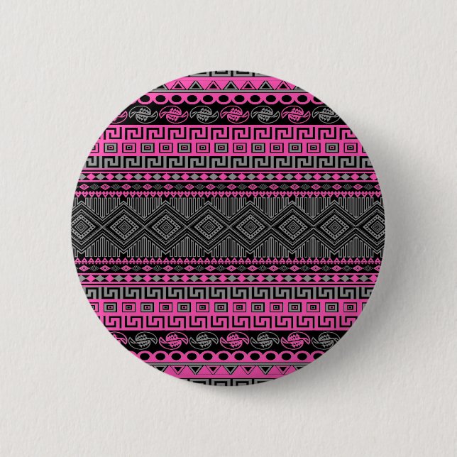 Cool summer  bright hot pink Aztec pattern 6 Cm Round Badge (Front)