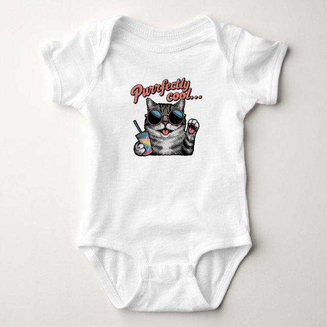 Cool Summer Cat Baby Bodysuit (Front)