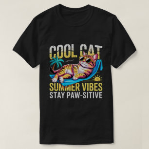Cool Summer Cat - Funny Retro Beach Vibes Pawsitiv T-Shirt