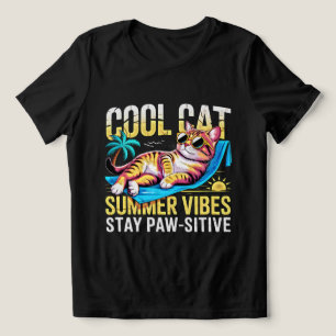 Cool Summer Cat Women's - Funny Retro Beach Vibes  Tri-Blend Shirt