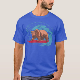 Cool summer design featuring a grizzly bear surfin T-Shirt