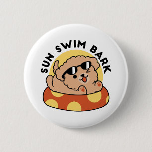Cool Summer Dog Floating – Cute Puppy Pool Party 6 Cm Round Badge
