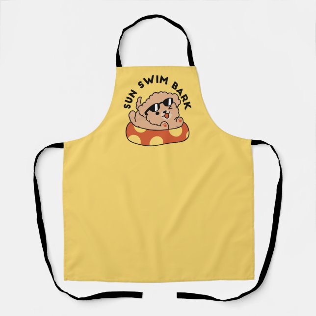 Cool Summer Dog Floating – Cute Puppy Pool Party Apron (Front)