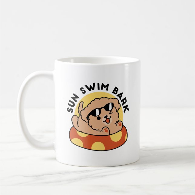 Cool Summer Dog Floating – Cute Puppy Pool Party Coffee Mug (Left)