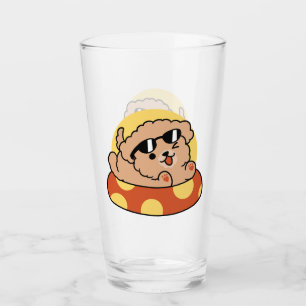 Cool Summer Dog Floating – Cute Puppy Pool Party Glass
