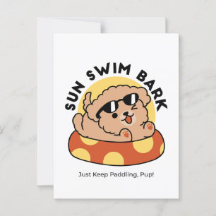 Cool Summer Dog Floating – Cute Puppy Pool Party Postcard