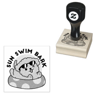 Cool Summer Dog Floating – Cute Puppy Pool Party Rubber Stamp