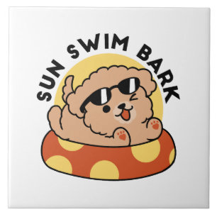 Cool Summer Dog Floating – Cute Puppy Pool Party Tile