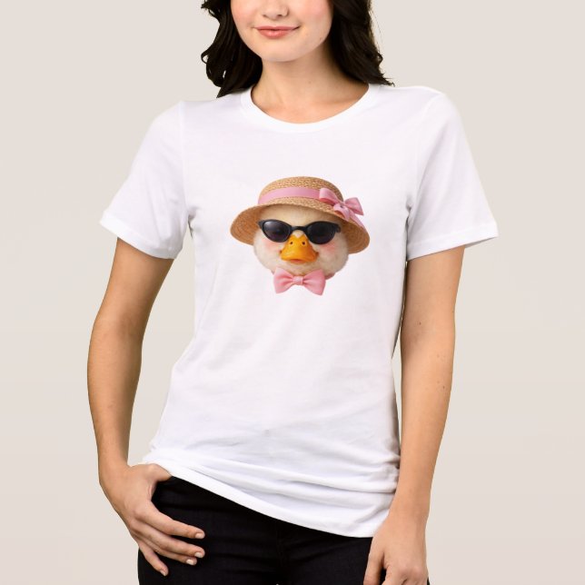 Cool Summer Duckling with Sunglasses Tri-Blend Shirt (Front)