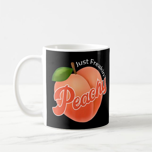 Cool Summer Fruit Retro Just Peachy & Keep It Peac Coffee Mug (Left)