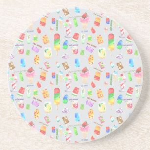 cool summer- ice cream, popice, and cold drink coaster