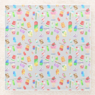 cool summer- ice cream, popice, and cold drink glass coaster