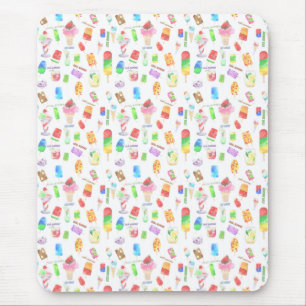 cool summer- ice cream, popice, and cold drink mouse pad