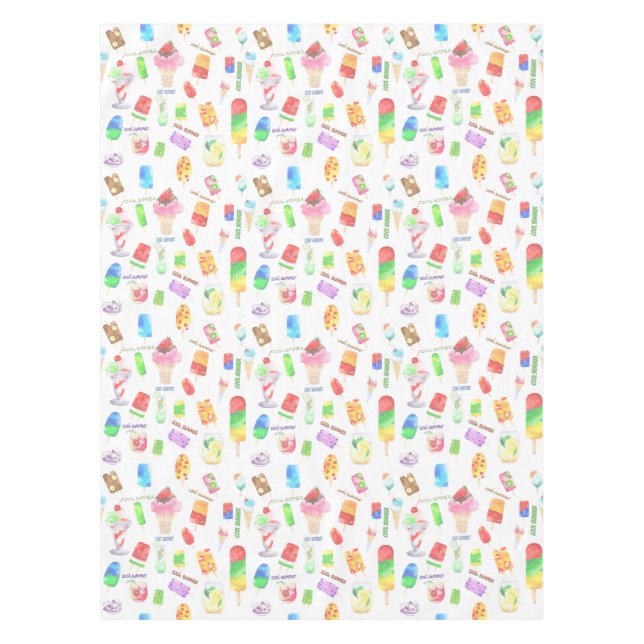 cool summer- ice cream, popice, and cold drink tablecloth (Front)