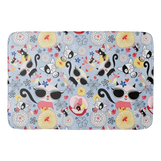 Cool Summer Kitty Bath Mat (Front)