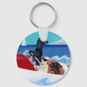 Cool Summer Labradors Painting Key Ring