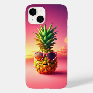 Cool Summer Pineapple with Pink Sunglasses - Happy Case-Mate iPhone 14 Case