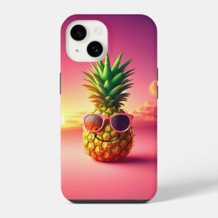 Cool Summer Pineapple with Pink Sunglasses - Happy iPhone 14 Case