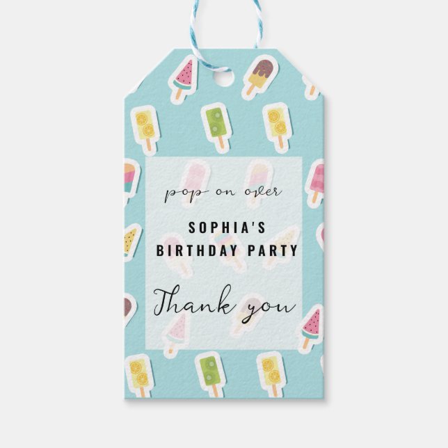 Cool Summer Popsicle Birthday Gift Tags (Front)