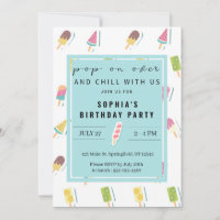 Cool Summer Popsicle Birthday Invitation