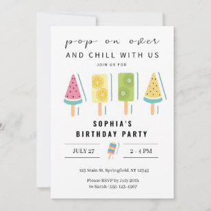 Cool Summer Popsicle Birthday Invitation
