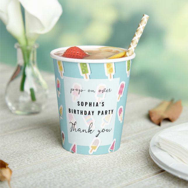 Cool Summer Popsicle Birthday Paper Cups (Insitu)