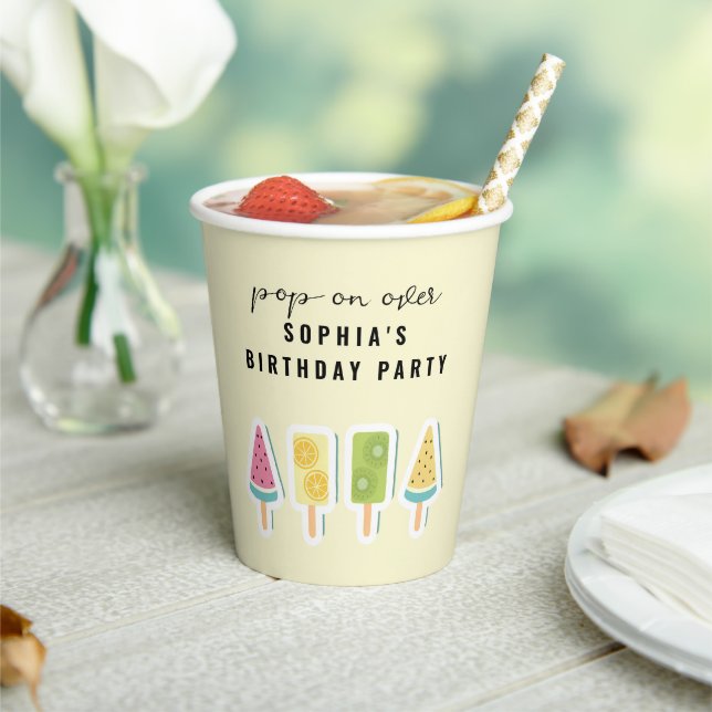 Cool Summer Popsicle Birthday Paper Cups (Insitu)