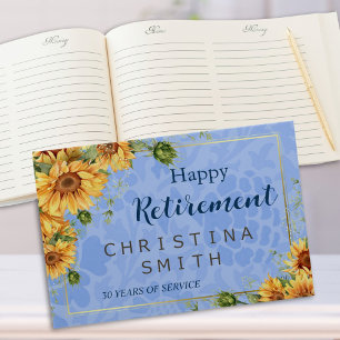 Cool Summer Sunflower Watercolor Retirement Party Guest Book