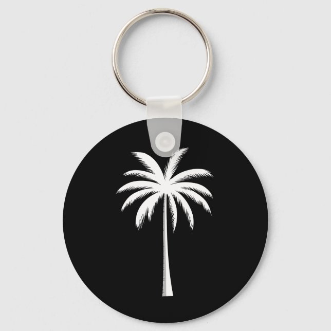 Cool Summer Vacation Sunset Beach Palm Tree Key Ring (Front)