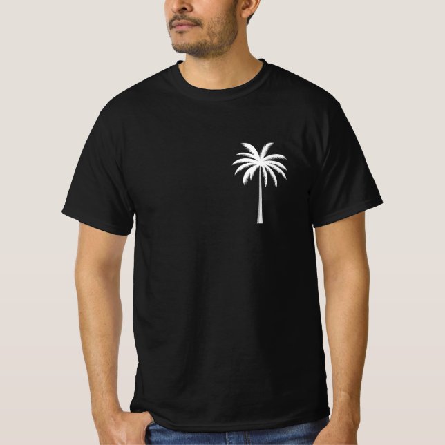 Cool Summer Vacation Sunset Beach Palm Tree T-Shirt (Front)