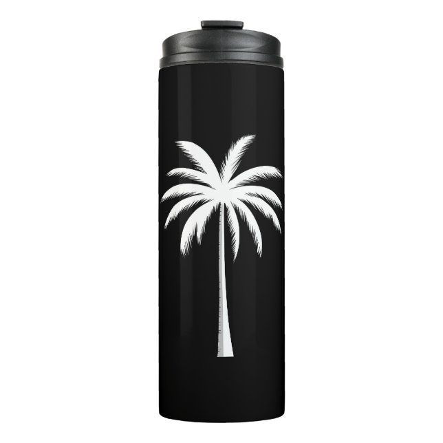 Cool Summer Vacation Sunset Beach Palm Tree Thermal Tumbler (Front)