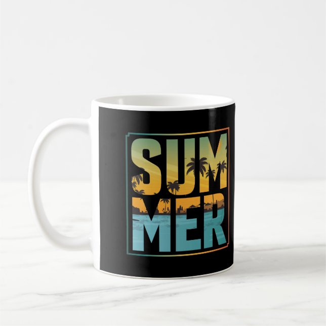Cool Summer Vibes Palm Trees & Water Coffee Mug (Left)
