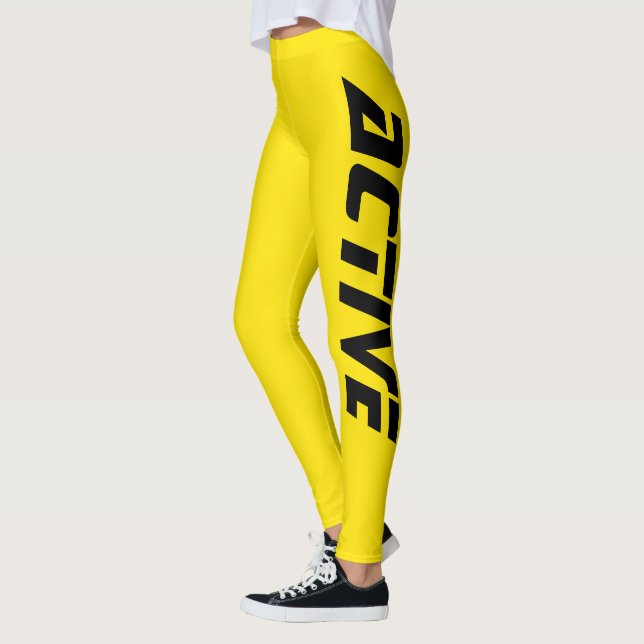 Cool Summer Yellow Active Sport Leggings (Left)
