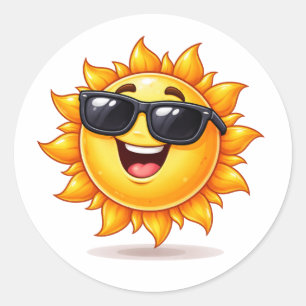 Cool Sun Cartoon Wearing Sunglasses Sticker