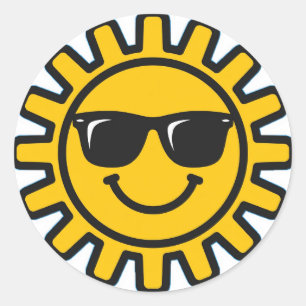 Cool Sun with Sunglasses Cute Emoji Sticker