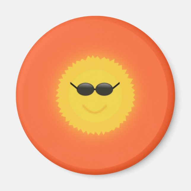 Cool sun with sunglasses in a cool sunny day magnet (Front)
