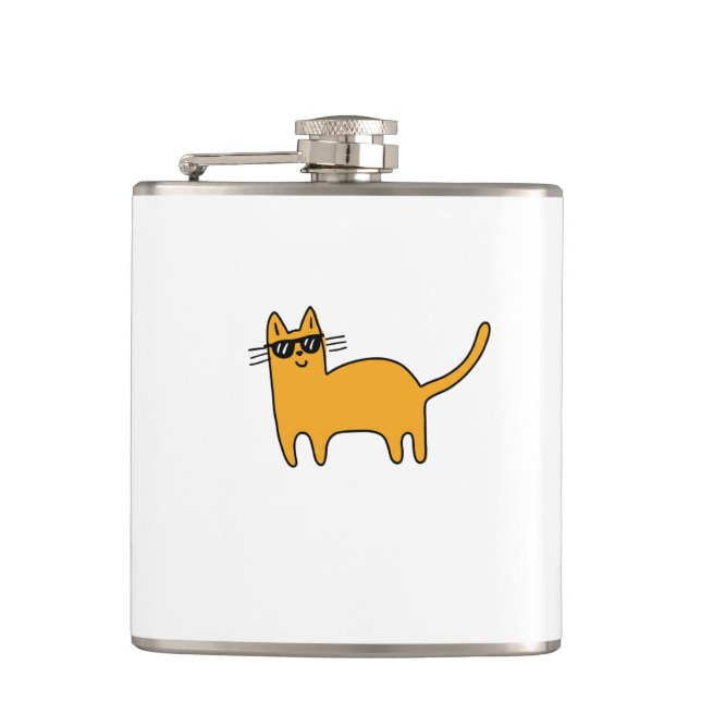 Cool Sunglasses Cat Hip Flask (Front)
