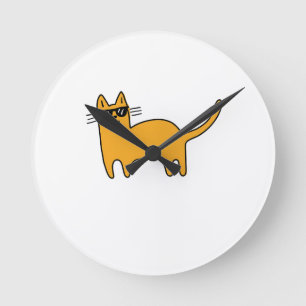 Cool Sunglasses Cat Round Clock
