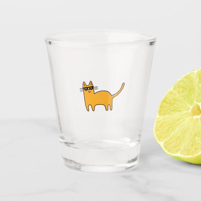 Cool Sunglasses Cat Shot Glass (Front)