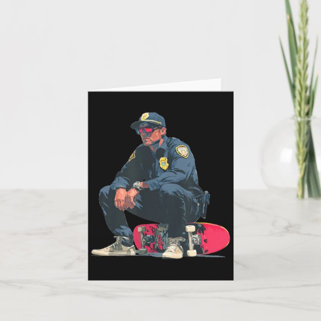 Cool Sunglasses Cop with Skateboard for Police Card (Front)