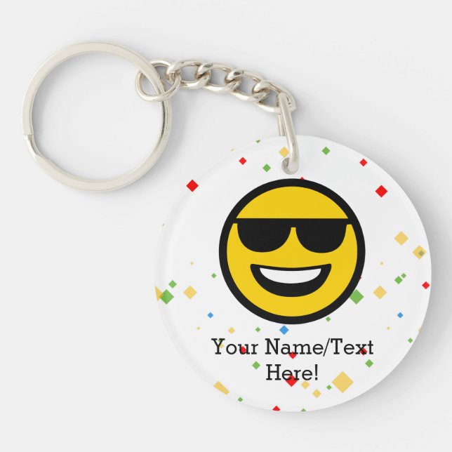 Cool Sunglasses Emoji Key Ring (Front)
