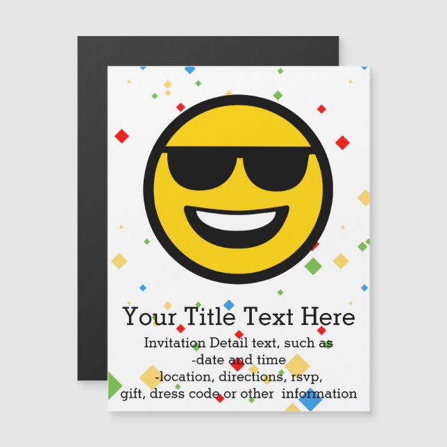 Cool Sunglasses Emoji Magnetic Invitation (Front/Back)