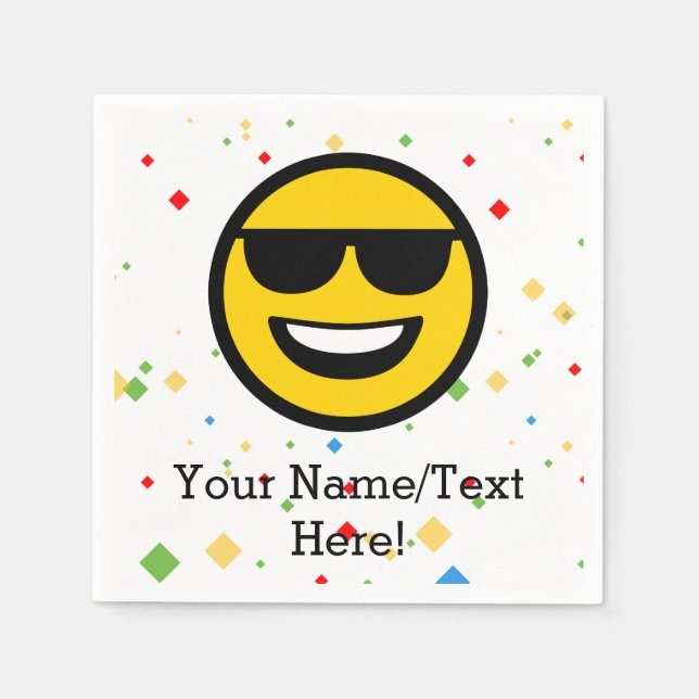 Cool Sunglasses Emoji Napkin (Front)