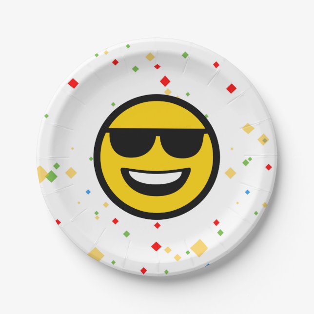Cool Sunglasses Emoji Paper Plate (Front)